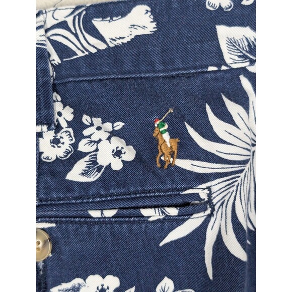 Polo Ralph Lauren Men 38 Relaxed Fit Hawaiian Bear Aloha Print Chino Shorts Navy - Picture 5 of 10